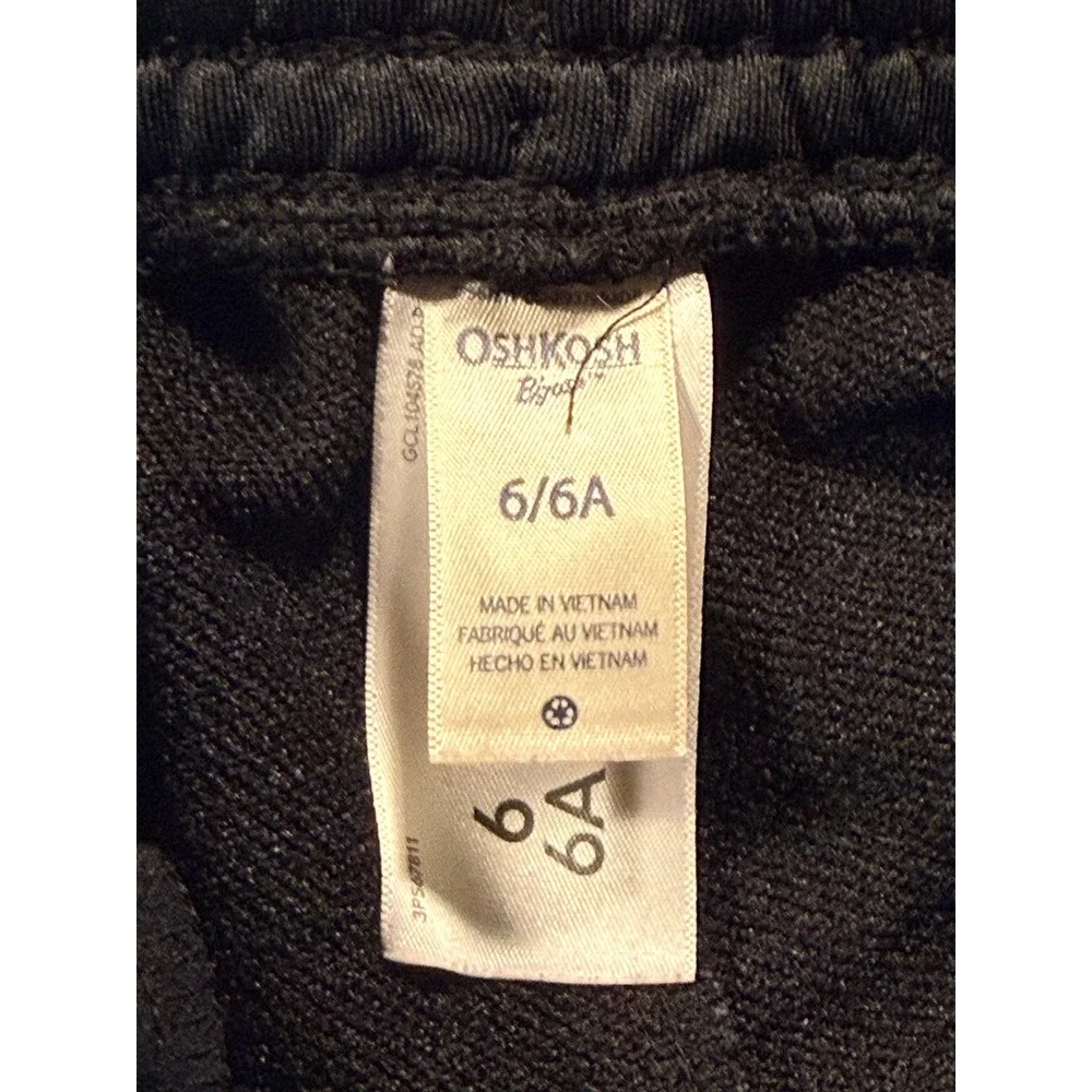 OshKosh Bgosh Boys Black Athletic Jogger Pants Zipper Ankle Size 6 6A